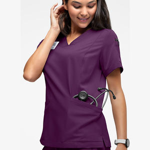 Venta al por mayor 2026 Nueva llegada Uniforme médico para mujer personalizado, liso, de corte ajustado, para verano, de tejido de estambre, cómodo y con protección contra picaduras de agujas, para hospital - Product Image 5