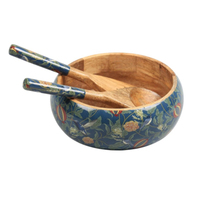 Tazón de Madera Artesanal para Servir Ensaladas con Cucharas a Juego, Ecológico, Apto para Lavavajillas, para Cenas, Fiestas y Decoración del Hogar - Fábrica