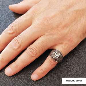 Anillo Escolar BOJ 003 Personalizado de Plata con Diamantes, Anillo de Graduación Universitaria, Anillo de Boda Unisex, Regalo para Graduación, Fiestas y Otras Ocasiones - Product Image 2