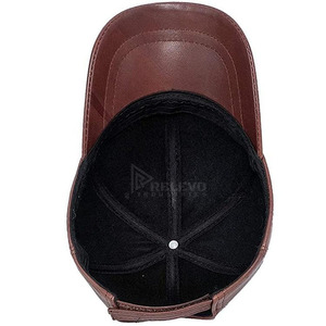 Casquette de baseball en cuir pleine fleur réglable sans boucle, logo personnalisé, qualité supérieure, chapeau décontracté et tendance - Product Image 4