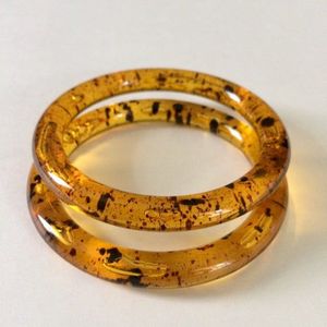 H CRAFT Vintage Resin Bangle Set Geometric Pattern Yellow Pink <b>Red</b> Unisex <b>Bracelets</b> Classic Daily Wear Jewelry Fashion Statement - Product Image 3