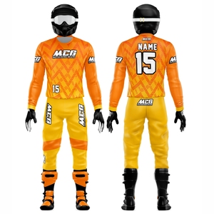 ชุดขับขี่มอเตอร์ครอสผู้ชาย ผ้าไนลอนโพลีเอสเตอร์คุณภาพสูง ลายพิมพ์ซับลิเมชั่นสีนีออนสไตล์วินเทจใหม่ เสื้อเจอร์ซีย์และกางเกงสำหรับแข่งรถ MX - Product Image 1