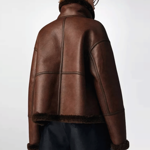 OEM Custom Logo Faux Leather Jacket Women's Outerwear Casual Jacket Bulk Order Private Label Factory - Product Image 3