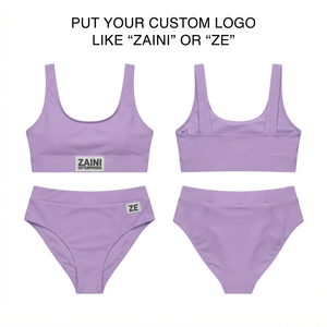 Traje de Baño para Mujer, Bikini Elástico de Nailon y Spandex Premium de 240 GSM, Color Lavanda Sólido, Etiqueta Tejida Personalizada con Logotipo, Ajuste Cómodo - Product Image 1