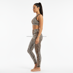 Conjunto de Yoga Sublimado de Cintura Alta Tallas Grandes Marca Privada: Sujetador Deportivo y Leggings para Mujer, Ropa Deportiva para Gimnasio, Venta al por Mayor OEM - Product Image 2