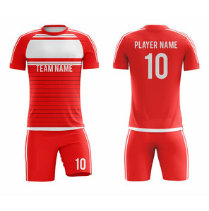Conjunto de Camiseta de Fútbol Personalizada para Hombre, Roja y Amarilla, con Estampado Sublimado, Transpirable, de Poliéster, Manga Corta, Nombre del Equipo, Número de Jugador 10 - Product Image 2