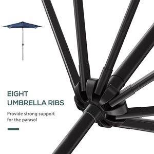 Outsunny 9 'X 7' blu solare LED illuminato Patio ombrellone Base inclinazione manovella ombrello esterno per giardino ponte cortile piscina - Product Image 6