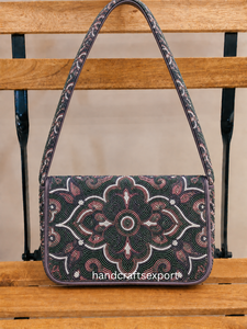 Wholesale High Quality Women's Vintage Beaded Handmade Luxury Shoulder Bag Strong Magnetic Snap Closure Portable Design - Product Image 2