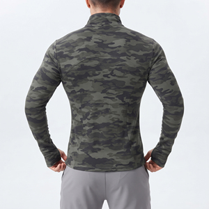 Men Fitness Stand Collar <b>Jacket</b> <b>Camo</b> Printed Yoga Wear Slim Fit <b>Jackets</b> Men Spandex Polyester Gym Workout Full Zipper Top - Product Image 3