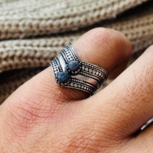 Lapis lazuli Stone <b>Ring</b> Tribal <b>Brass</b> Finger <b>Ring</b> for Women Boho Ethnic <b>Brass</b> <b>Ring</b> Oxidized Silver - Product Image 3