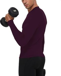 Men's Slim Fit Compression Long Sleeve Performance Shirt Premium Quick Dry Breathable Base <b>Layer</b> Athletic Training <b>Top</b> - Product Image 5