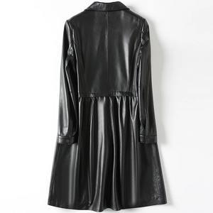 En Stock décontracté en cuir véritable veste femmes véritable peau de mouton manteau longue Trench femme printemps automne vestes femmes - Product Image 4