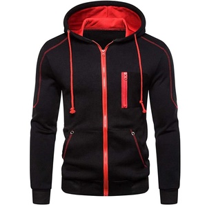 เสื้อฮู้ดผู้ชายผ้าฟลีซโพลีเอสเตอร์/คอตตอนกันน้ำ แขนยาว ซิปหน้า มีเชือกผูกแบบลำลอง - Product Image 3