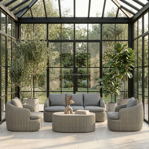 Modern Rattan <b>Garden</b> <b>Set</b> with Sofa and Two Armchairs for Outdoor Use Weather Resistant Contemporary Design - Product Image 3