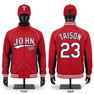 Veste d'entraînement de baseball en polyester interlock premium 220 GSM, bleu royal, panneau contrastant, logo brodé personnalisé - Product Image 5