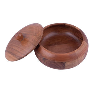 Pot en bois fait main de qualité supérieure Couvercle en bois naturel Logo personnalisé Plat de service à prix économique Fournisseur direct - Product Image 2