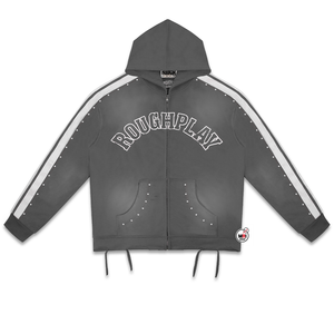 Wholesale Customized ROUGHPLAY Hooded <b>Zip</b>-<b>Up</b> Sweatshirt <b>Mens</b> Regular Fit Sport Streetwear <b>Fleece</b> Pocket Design Autumn Winter - Product Image 6