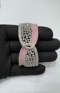กำไลข้อมือผู้หญิงชุบเงินประดับเพชรซิร์คอนทรงรีสีแดงน้ำเงิน ดีไซน์ทันสมัยประดับลูกปัด - Product Image 5
