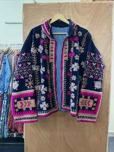 Women's Floral Embroidery Velvet <b>Jacket</b> Inside Cotton Fabric Boho <b>Hippie</b> Short <b>Jacket</b> Overcoat Wholesale Suzani <b>Jacket</b> - Product Image 2