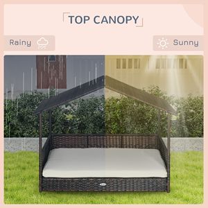 Cuccia per Cani da Esterno in Rattan Bianco Crema con Copertura Rimovibile, Cuscino Morbido, Nido per Gatti e Piccoli Animali, per Animali Domestici di Taglia Media e Grande - Product Image 6