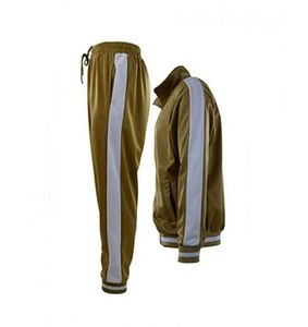 Conjunto Deportivo Unisex Verde Oliva, Cierre de Cremallera Completo, Bolsillos Laterales, Transpirable, Estilo Deportivo, Ropa de Otoño, Corte Regular - Product Image 3