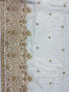 <b>Top</b> Selling Natural Crepe Silk Fabric Heavy Beads <b>Sequins</b> Hand Embroidery for Bridal and <b>Party</b> Wear Available at Factory Price - Product Image 4