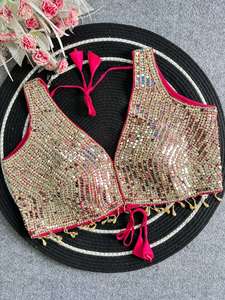 Designer Real Mirror Hand Work Party Wear Fully Stitched <b>Readymade</b> Soft Silk <b>Blouse</b> - Product Image 4