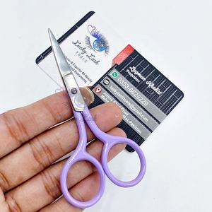 Logo personnalisé Ciseaux à sourcils en acier inoxydable pour droitier manche violet lame droite argentée pointe émoussée personnalisée - Product Image 2
