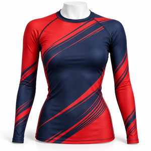 Polyester Material <b>Women</b> <b>Rash</b> <b>Guards</b> Professional Manufacturer <b>Womens</b> Custom <b>Rash</b> <b>Guard</b> Sublimated Slim Fit Wholesale Spandex - Product Image 1