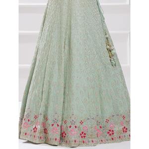 Elegante Pista Verde Lentejuelas Georgette Recepción Desgaste Lehenga Choli - Product Image 1