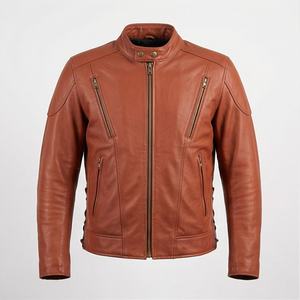 Veste en cuir pour moto NAI-0529A, manteau de motard tendance, vente en gros directe d'usine, vêtements de protection pour la conduite, couleur personnalisable - Product Image 1