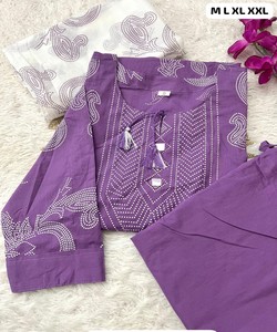 Women Traditional Cotton Salwar Kameez Dupatta Purple Casual Wear India Pakistan Style <b>Ankle</b>-Length Regular Fit SHAGUN 85143 - Product Image 4