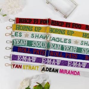 Embroidery Stripe Beaded <b>Bag</b> <b>Strap</b> Work Glass Seed Bead Crossbody Shoulder Belt <b>Replacement</b> Wide Purse Handle Handbag Part - Product Image 6