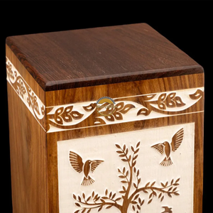 AYAANS Rosewood wooden Hand Carved Wooden Hot Selling cremation Urn <b>Box</b> for Adult Ashes Wholesale Cremation Urns (6X6X11)IN - Product Image 4
