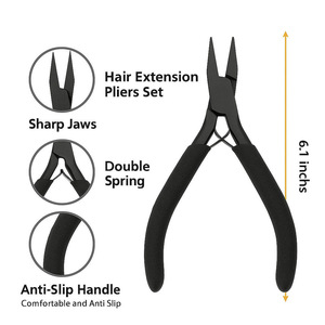 MIANBRO ENTERPRISES Pinces et outils multifonctionnels en acier inoxydable noir mat pour extensions de cheveux à usage commercial - Product Image 3
