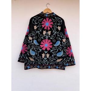 Natural Velvet Suzani Autumn Winter Handmade Embroidered Eco-Friendly Reversible Regular <b>Jacket</b> Cotton Coat One Size - Product Image 3