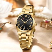 Jam Tangan Wanita Stainless Steel Quartz Curren 9095 Hot Sale, Fashion Elegan, Bercahaya, Tahan Air, Tampilan Tanggal, Kasual Bisnis