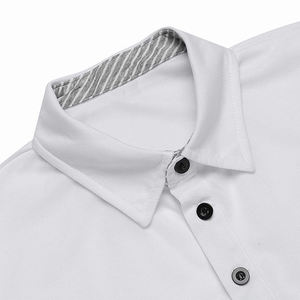 Polo de golf blanc pour homme, coupe slim, 100% coton et polyester, idéal pour l'été, polo uni. - Product Image 6