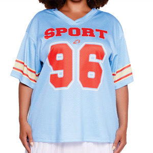 Streets Women’s Oversized <b>Mesh</b> American Football Jersey Plus Size Vintage Athletic Tee OEM Sportswear Manufacturer Private Label - Product Image 6