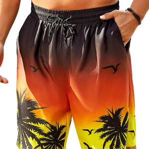 Shorts pour hommes à taille élastique, imprimé tropical, avec cordon de serrage, décontracté, pour la plage et les vacances d'été, coloré, léger, blanc, haut de gamme pour l'été et la plage - Product Image 1
