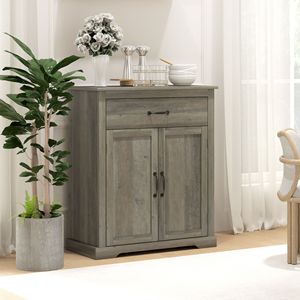 Contemporary Gray <b>Sideboard</b> Buffet Table with Drawer <b>Storage</b> Cabinet and Adjustable Shelf for Villa Farmhouse or Gym - Product Image 2