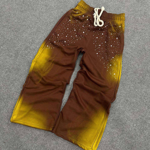 Pantalon de survêtement pour homme personnalisé, délavé, teint, effet vintage, orné de strass en forme de diamant et de cristaux scintillants, avec transfert thermique - Product Image 5