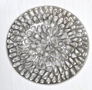 Customizable Heavy Duty Antique Design Metal <b>Tray</b> <b>Large</b> Serving <b>Tray</b> with Classic Style in Matte Silver Finish for Weddings - Product Image 4