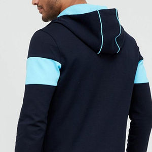 Mens Navy Blue Color Block Tracksuit Set Full <b>Zip</b> <b>Hooded</b> Sweatshirt Jogger Pants Athletic Sportswear Casual Two Piece Hoodie Set - Product Image 4