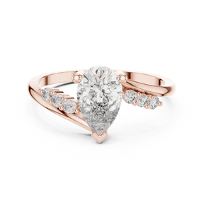 IGI Certified Pear & Round Cut Lab Grown Diamond <b>Ring</b> Bridal Jewelry Engagement Wedding Band for Women New Grown Diamond - Product Image 3