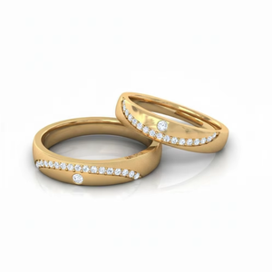 <b>Couple's</b> 10K Yellow Gold Diamond Wedding Bands | Real Natural Diamond Matching <b>Rings</b> | His & Hers Anniversary Bridal Jewelry Set - Product Image 3