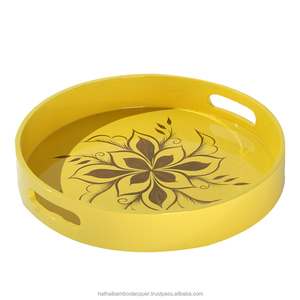 Venta al por mayor de bandejas de bambú de moda Ecológico y elegante Hathai Lacquer Ware para la comida Bandejas de madera hechas a mano para uso doméstico - Product Image 2