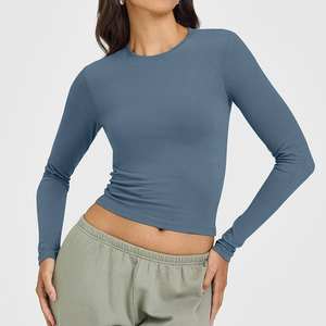 T-shirts décontractés à manches longues et col rond pour femmes, coupe classique, en maille, respirants, coupe-vent et écologiques - Product Image 4