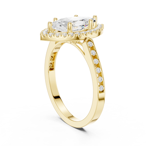 Anillos Clásicos de Oro Amarillo de 14K con Diamante Cultivado en Laboratorio Certificado por IGI de 2 CT, Corte Marquesa, para Aniversario, Boda, Compromiso, con Halo - Product Image 3