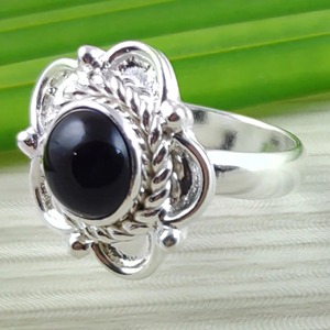 Black Onyx <b>Ring</b> 925 Sterling Silver Handmade Promise <b>Ring</b> for Women Oval Gemstone <b>Statement</b> <b>Ring</b> Gift July Birthstone Month - Product Image 5